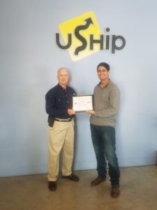 Rt. Military Officer Rodney McNelley presenting John Estrada with the Patriotic Employer Award
