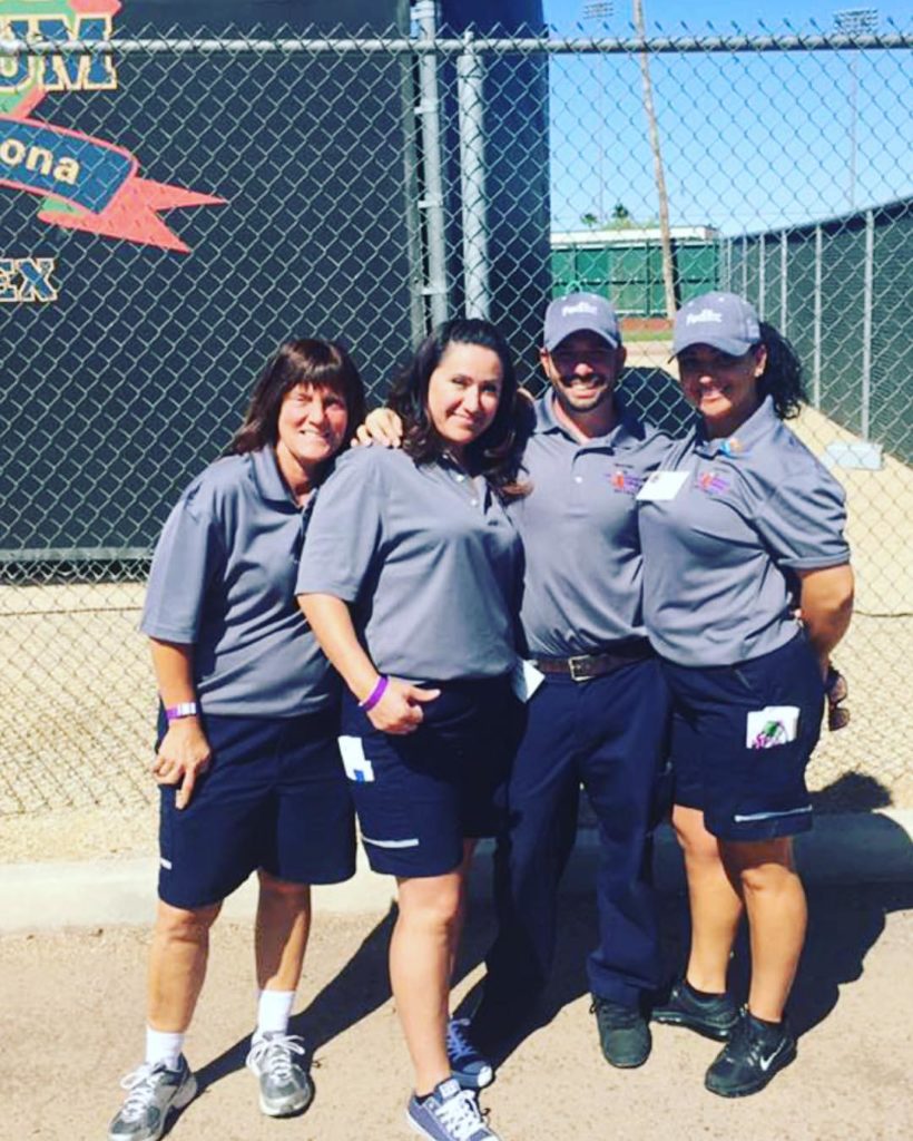 Jacinda Duron with other women in trucking at FedEx