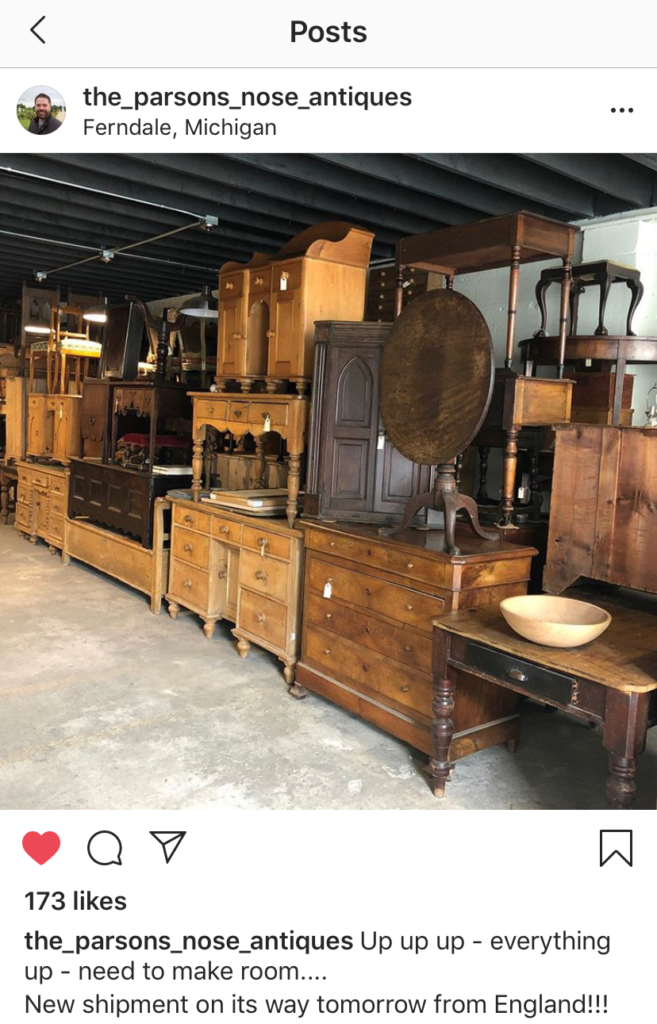 Etsy furniture warehouse Instagram