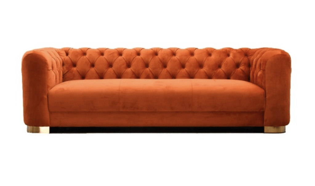 orange velvet couch