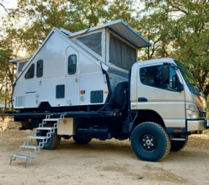 a-frame pop up camper on truck