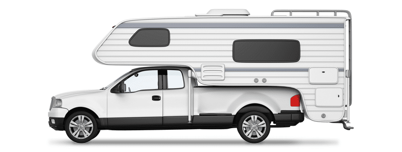 truck camper on white truck