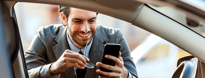 Man researching car shipping companies