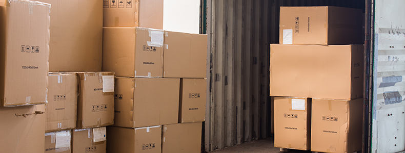 boxes stacked before LTL consolidation