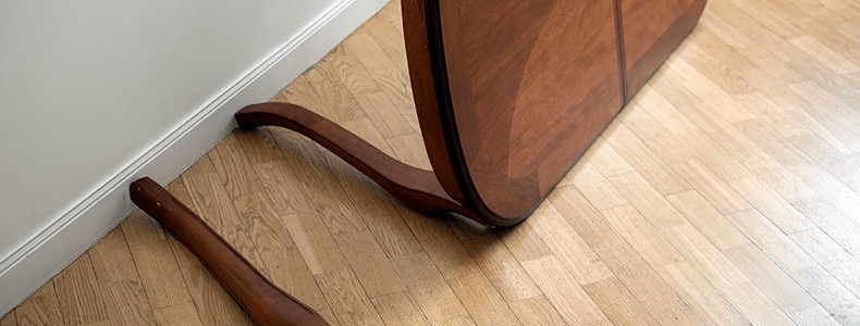 household goods damage to a table