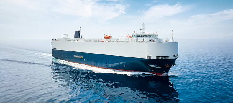 large ship in ocean providing international car shipping services