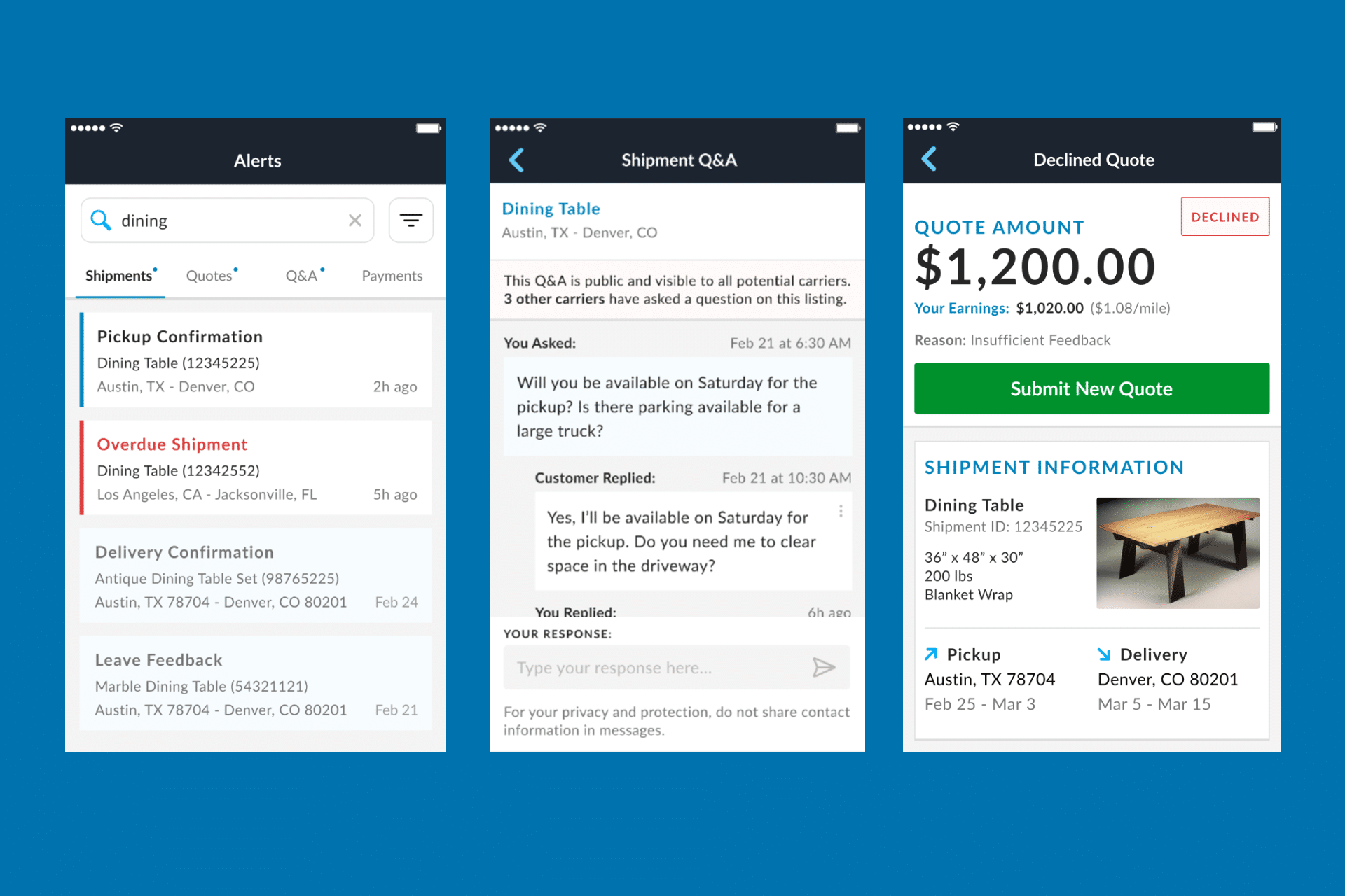 uShip mobile app new features