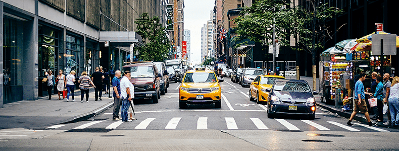 busy new york city street with cars