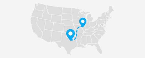 map of us with shipments across state lines